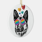 German Shepherd Dog with Hearts Valentijnsdag Keramisch Ornament (Rechts)