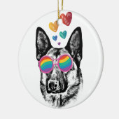 German Shepherd Dog with Hearts Valentijnsdag Keramisch Ornament (Links)