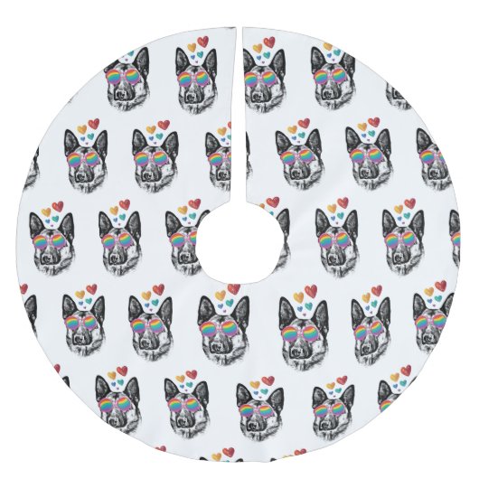 German Shepherd Dog with Hearts Valentijnsdag Kerstboom Rok (Voorkant)