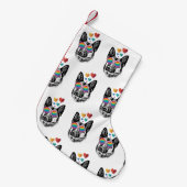 German Shepherd Dog with Hearts Valentijnsdag Kleine Kerstsok (Voorkant (Hangend))