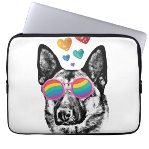 German Shepherd Dog with Hearts Valentijnsdag Laptop Sleeve