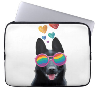 German Shepherd Dog with Hearts Valentijnsdag Laptop Sleeve