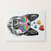 German Shepherd Dog with Hearts Valentijnsdag Legpuzzel (Horizontaal)
