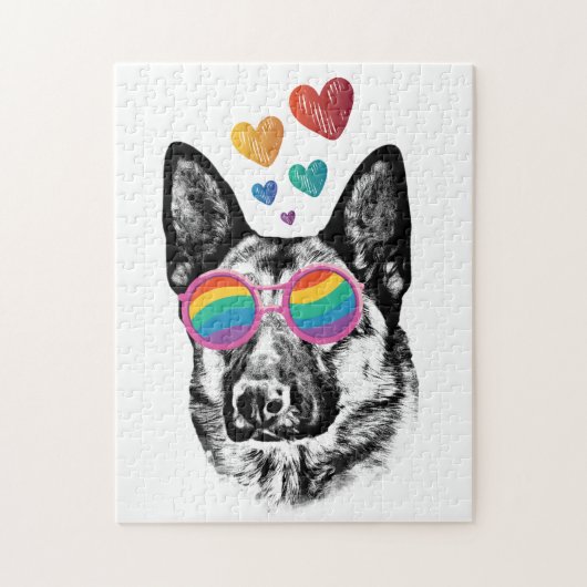 German Shepherd Dog with Hearts Valentijnsdag Legpuzzel (Verticaal)