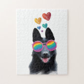 German Shepherd Dog with Hearts Valentijnsdag Legpuzzel (Verticaal)