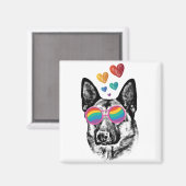 German Shepherd Dog with Hearts Valentijnsdag Magneet (Voorkant / Achterkant)