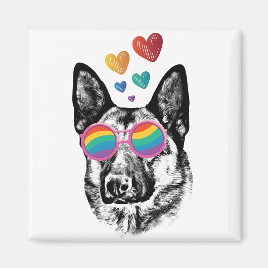 German Shepherd Dog with Hearts Valentijnsdag Magneet (Voorkant)