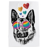 German Shepherd Dog with Hearts Valentijnsdag Medium Cadeauzakje (Achterkant)