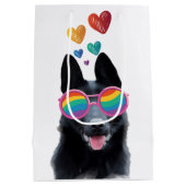 German Shepherd Dog with Hearts Valentijnsdag Medium Cadeauzakje (Achterkant)