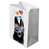 German Shepherd Dog with Hearts Valentijnsdag Medium Cadeauzakje (Achterkant Gekanteld)