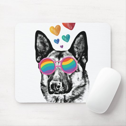 German Shepherd Dog with Hearts Valentijnsdag Muismat (Met muis)