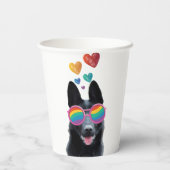 German Shepherd Dog with Hearts Valentijnsdag Papieren Bekers (Achterkant)