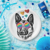 German Shepherd Dog with Hearts Valentijnsdag Papieren Bordje (Feest)