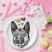 German Shepherd Dog with Hearts Valentijnsdag Papieren Bordje (Feest)