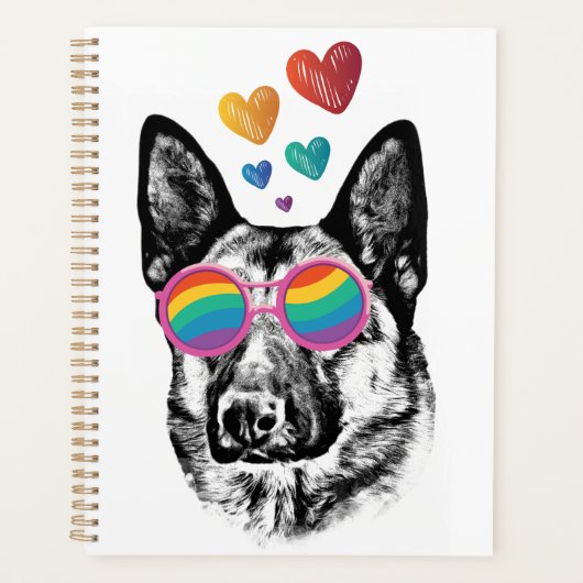 German Shepherd Dog with Hearts Valentijnsdag Planner (Voorkant)