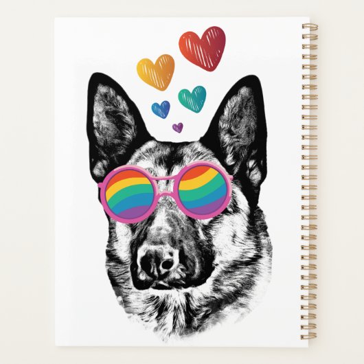 German Shepherd Dog with Hearts Valentijnsdag Planner (Achterkant)