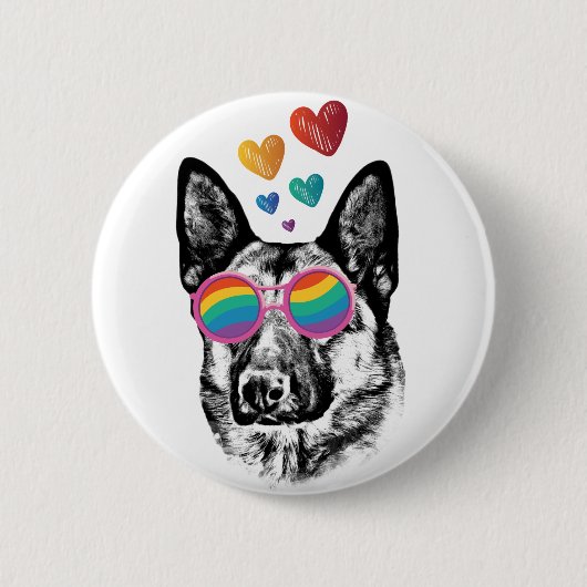 German Shepherd Dog with Hearts Valentijnsdag Ronde Button 5,7 Cm (Voorkant)