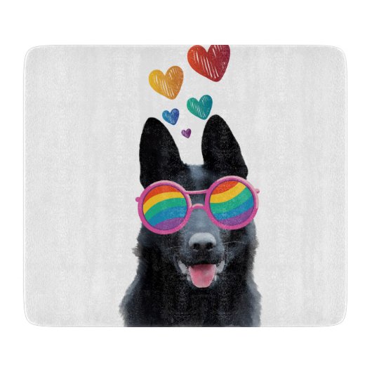 German Shepherd Dog with Hearts Valentijnsdag Snijplank (Voorkant)