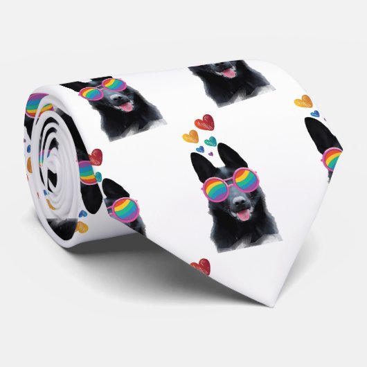 German Shepherd Dog with Hearts Valentijnsdag Stropdas (Opgerold)