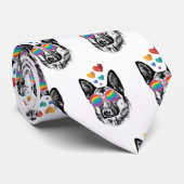 German Shepherd Dog with Hearts Valentijnsdag Stropdas (Opgerold)