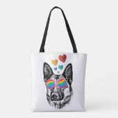 German Shepherd Dog with Hearts Valentijnsdag Tote Bag (Achterkant)