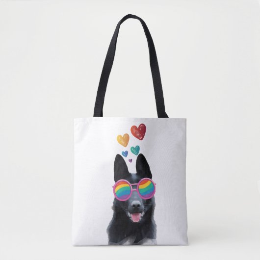 German Shepherd Dog with Hearts Valentijnsdag Tote Bag (Voorkant)