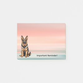 German Shepherd Dog with Sunset Post-it® Notes