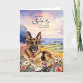 German Shepherd Dog with Wildflowers Pet Sympathy Kaart (Voorkant)