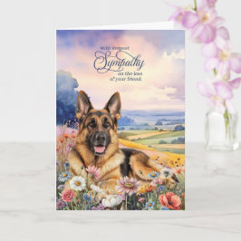 German Shepherd Dog with Wildflowers Pet Sympathy Kaart