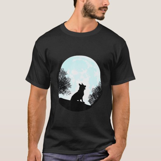 German Shepherd Dog Wolf Moon Cute Silhouette Love T-shirt (Voorkant)