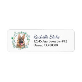 German Shepherd Dog Wreath Return Address Etiket