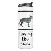 German Shepherd Dog Yellow & Blue Silhouette Thermosbeker (Gedraaid links)