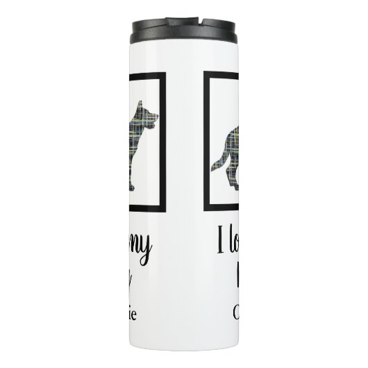 German Shepherd Dog Yellow & Blue Silhouette Thermosbeker (Achterkant)