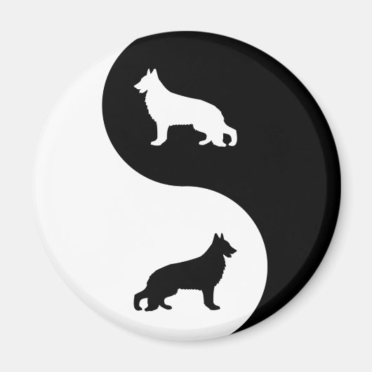 German Shepherd Dog Yin Yang Magneet (Voorkant)