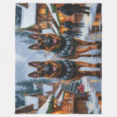 German Shepherd Dogs Christmas Snow Holiday Fleece Deken (Voorkant)