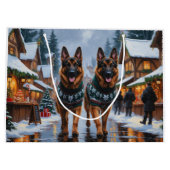 German Shepherd Dogs Christmas Snow Holiday Groot Cadeauzakje (Achterkant)