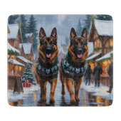 German Shepherd Dogs Christmas Snow Holiday Snijplank (Voorkant)