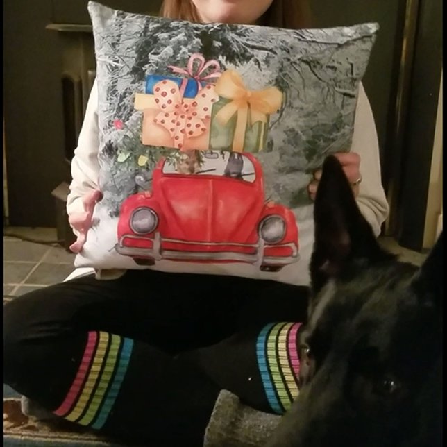 German Shepherd Dogs Kerstmis Driving it Home, ZK Kussen (German Shepherd Dogs Christmas Driving it Home Throw Pillow)