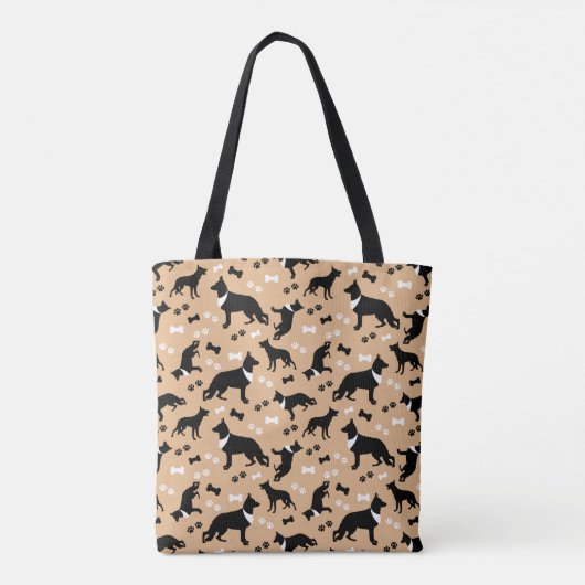 German Shepherd Dogs Pattern Tan Tote Bag (Achterkant)