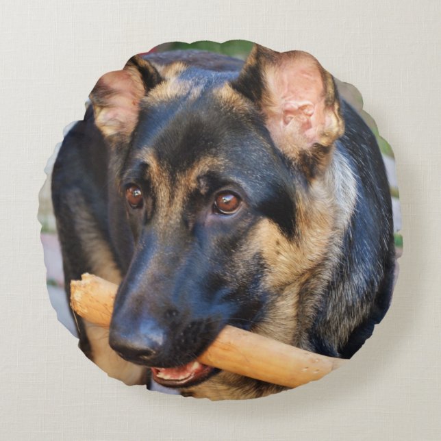 German Shepherd door Shirley Taylor Rond Kussen (Voorkant)