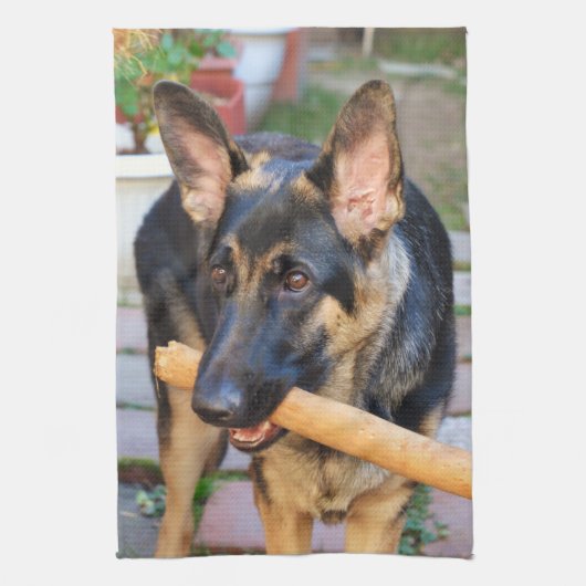 German Shepherd door Shirley Taylor Theedoek (Verticaal)