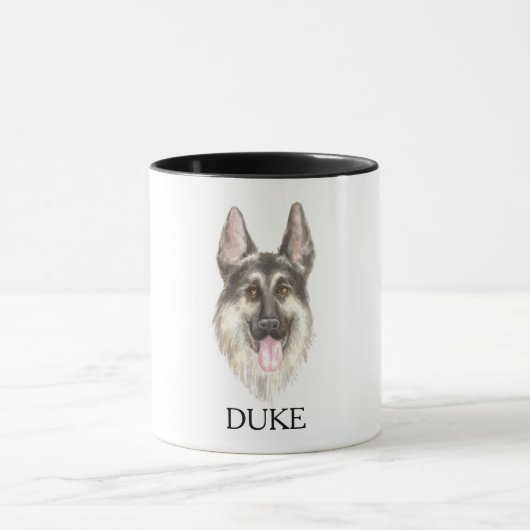 German Shepherd Drawing Personalized Mok (Midden)