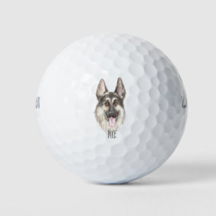 German Shepherd Drawing Personalized Name Golfballen