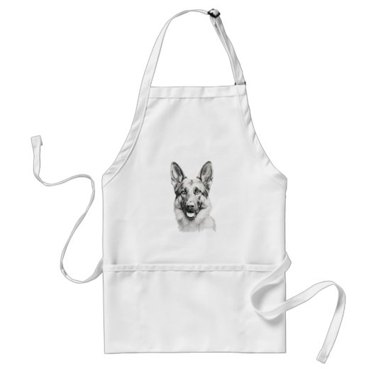 German Shepherd Drawing Portrait Apron | Dog Lover Standaard Schort (Voorkant)