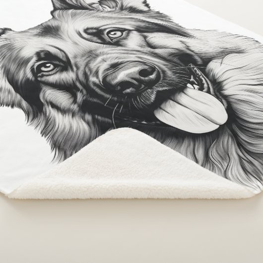 German Shepherd Drawing Portrait Sherpa Blanket Deken (3/4)