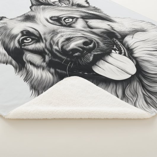 German Shepherd Drawing Portrait Sherpa Blanket Deken (3/4)