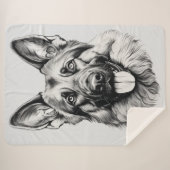 German Shepherd Drawing Portrait Sherpa Blanket Deken (Voorkant (horizontaal))