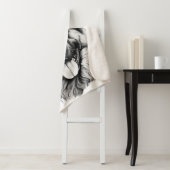 German Shepherd Drawing Portrait Sherpa Blanket Sherpa Deken (In situ)