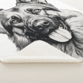 German Shepherd Drawing Portrait Sherpa Blanket Sherpa Deken (3/4)