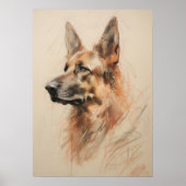 German Shepherd Drawing Poster (Voorkant)